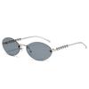 New Luxury Frameless Gradient Cat Eye Sunglasses Women Pearl Inlaid Temple UV400 Protection Elegant Trendy