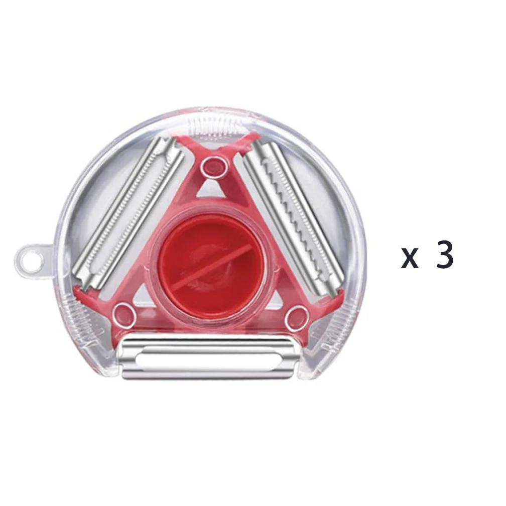 1 Stück 3-in-1 Magic Trio Sparschäler Set Hobel Raspel Schäler Julienne Schneider Multi-Schälmesser Zester Reibe Küchenwerkzeug