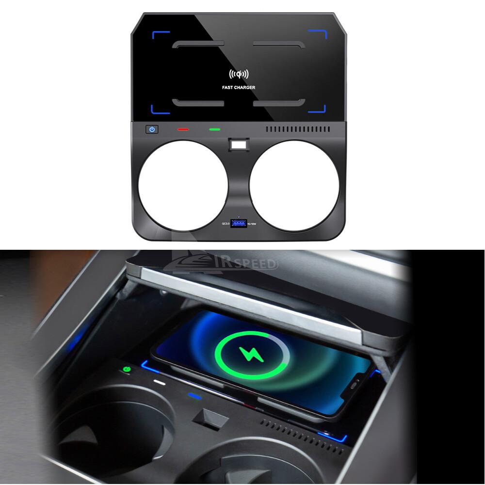 For BMW X5 G05 X6 G06 X7 G07 2018-2022 15W Car Wireless Charging Pad Auto Center Console Phone Charger With Water Cup Holder