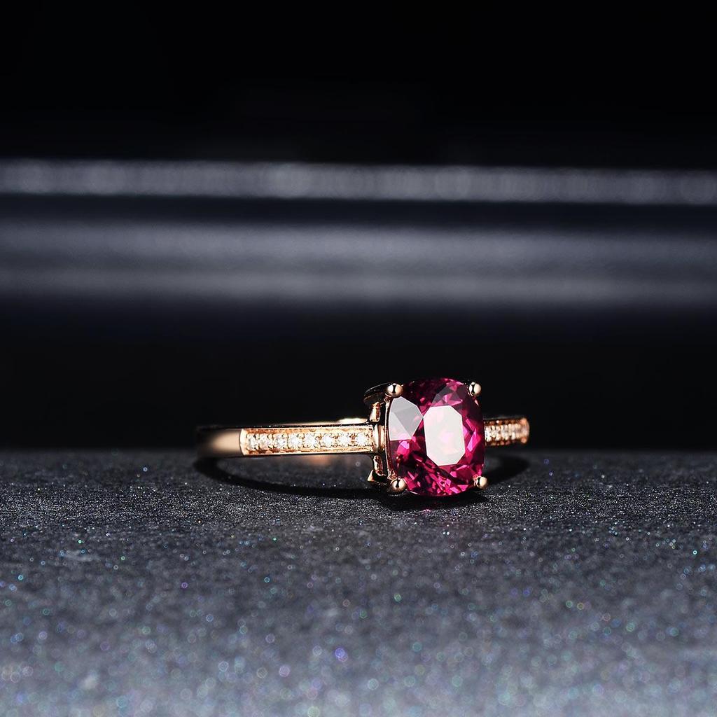 Stylish Red Tourmaline Open Ring for Women