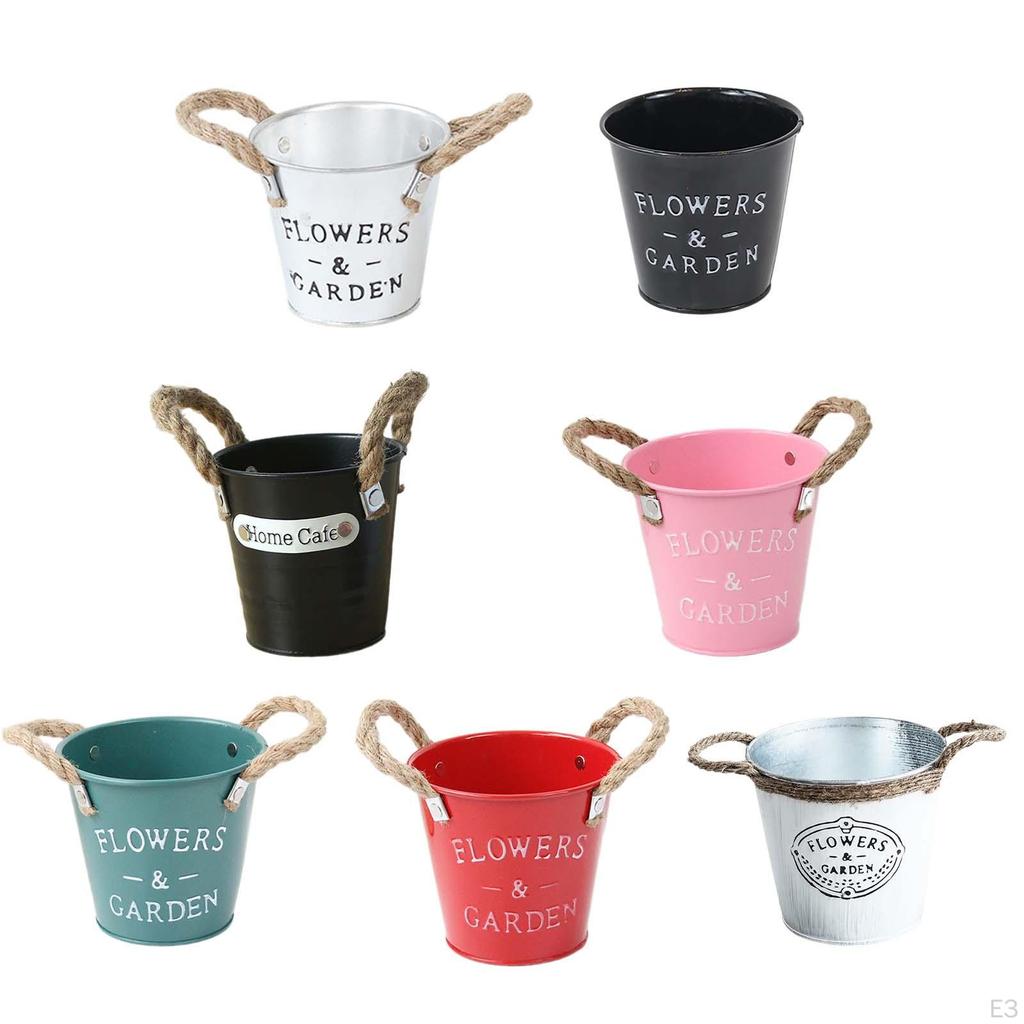 Metalowe wiadro do sadzenia kwiatów w stylu wiejskim, beczka do przechowywania na biurku, dekoracja zewnętrzna w stylu rustykalnym