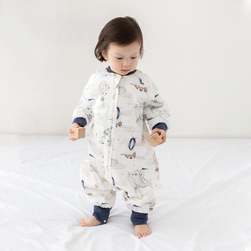 Mulberry Silk Baby Sleeping Bag - Autumn/Winter, Split-Leg Design, Anti-Startle, One-Piece Pajamas