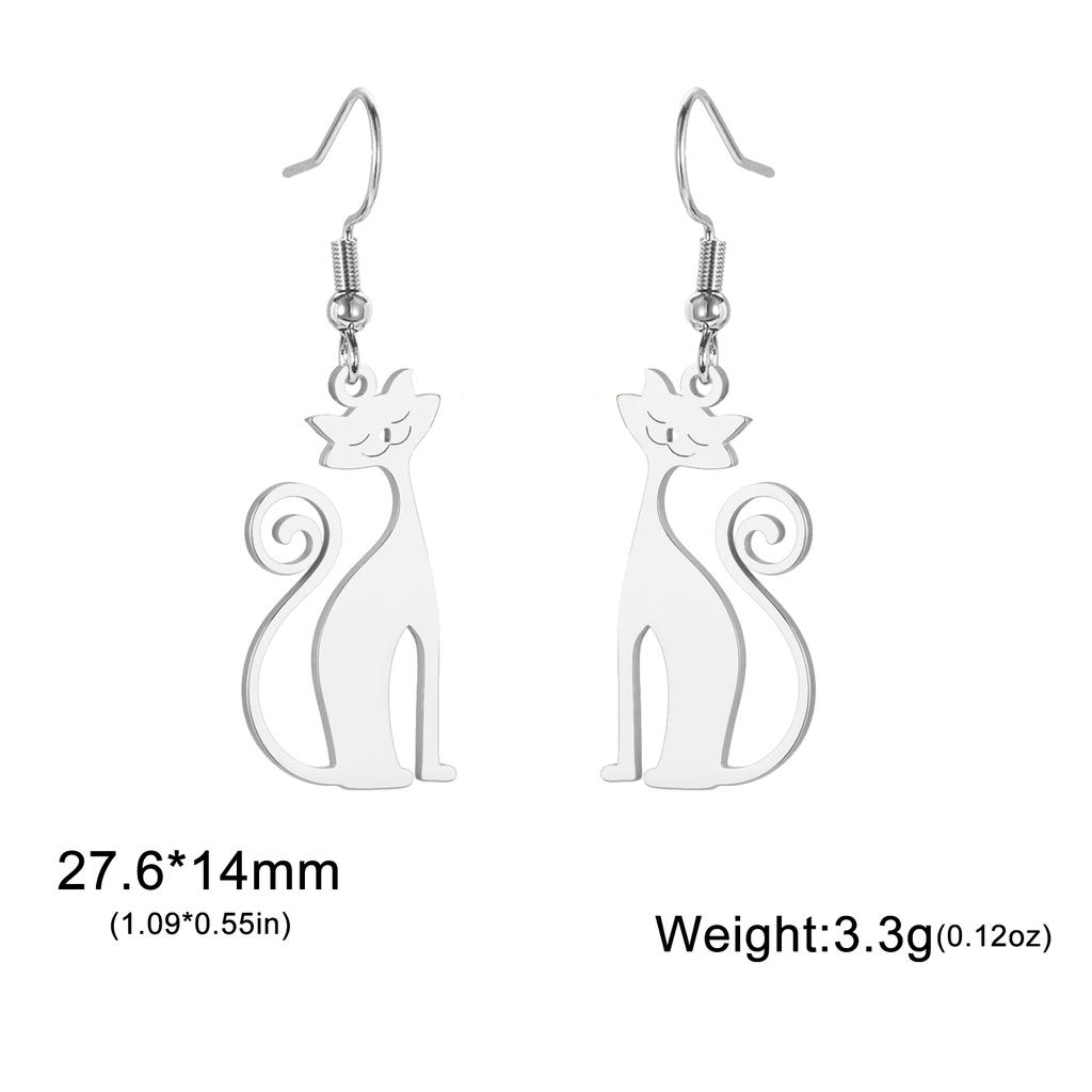 Unift Sassy Kitten Cat Charms Earrings for Women Girl Stainless Steel Dangle Earring Lovely Zircon Ear Piercing Pet Lover Gift
