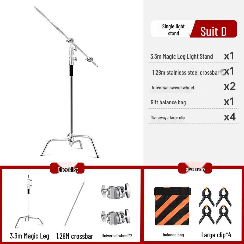 Reinforced 2.8m Stainless Steel Light Stand with Magic Legs for Flash Photography