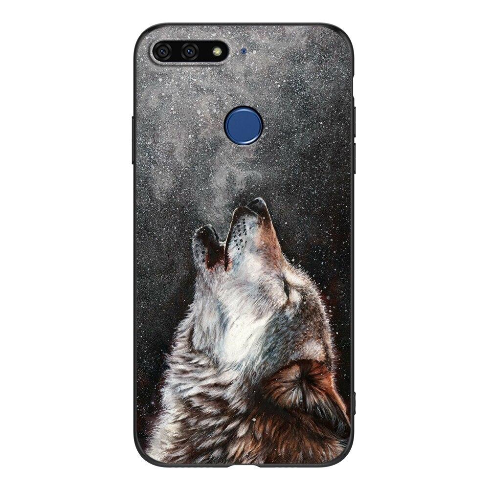 

Чехол для Honor 7C 5,7 дюйма, мягкий чехол для телефона, чехол для Huawei honor 7c Aum-L41, силиконовый черный чехол из ТПУ с изображением льва, волка, тигра, дракона Honor 7C 5.7 inch