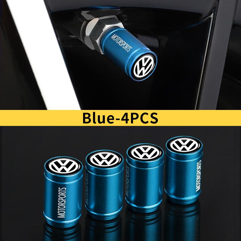 SVLHP1 4pcs Car Valve Caps Tyre Nozzle Dust Protection Cover Wheel Case For Volkswagen VW Golf 4 6 7 GTI Tiguan Passat B5 B6 MK6 Polo
