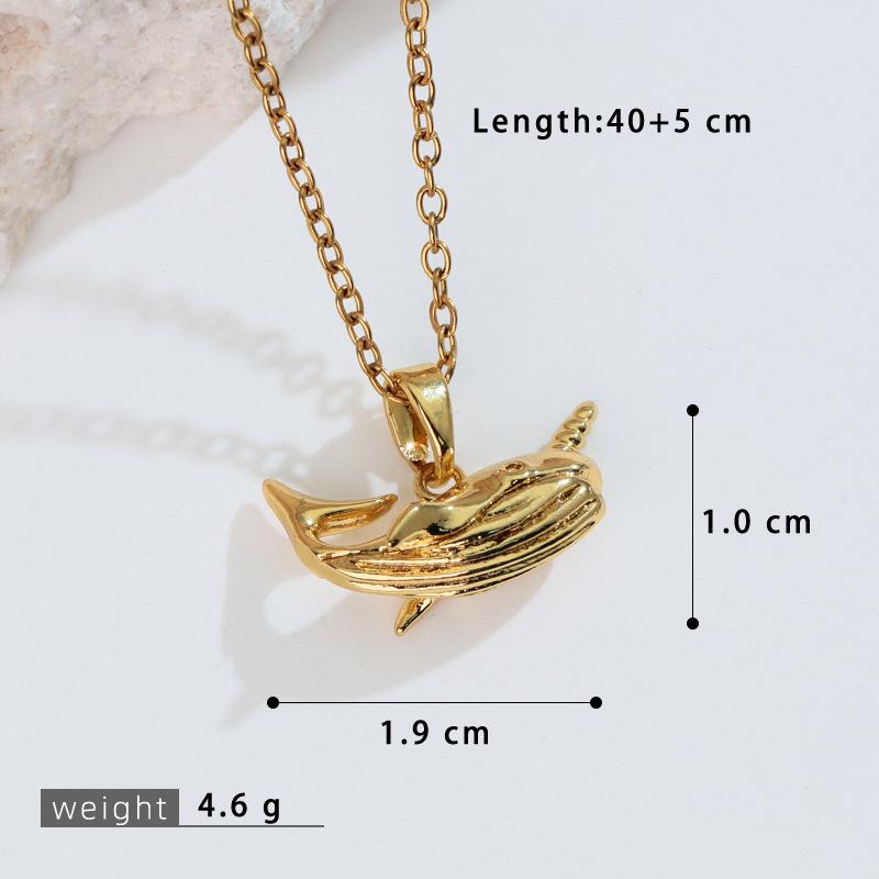 Ocean Style Zirconia Whale & Dolphin Pendant Necklace for Women - Trendy Clavicle Chain