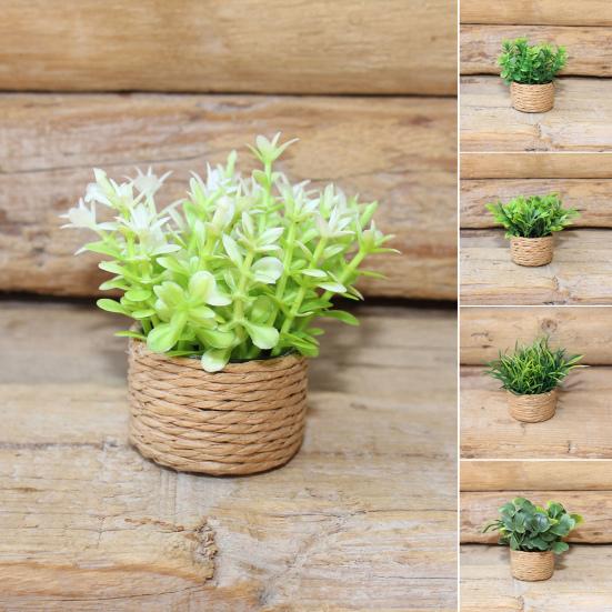 Miniatur-Bonsai-Pflanzen-Requisiten Topfpflanzen-Dekoration Künstliche Grüne Pflanzen für Puppenhaus Schreibtischregal Mini-Heimdekorationen Miniatur-Bonsai-Töpfe