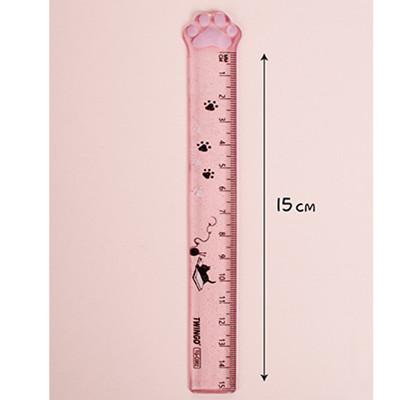 15cm Cat Claw Ruler Student Creative Stationery Transparent Plastic Drawing Measuring Office Gadgets Kawaii Accessories