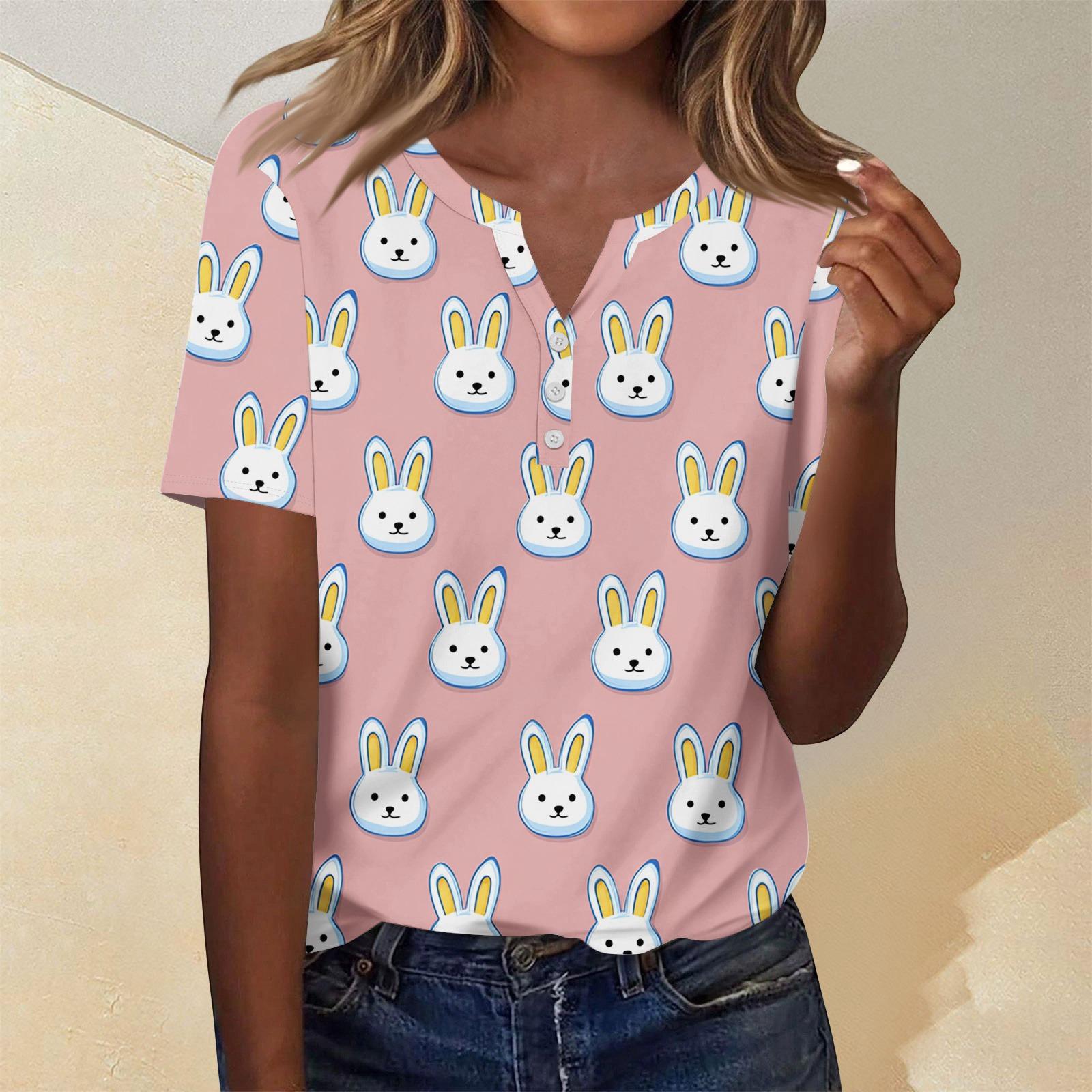 

Women s Fashion Casual Color V-Neck Decorative Button Three-Quarter Sleeve T-Shirt Top S