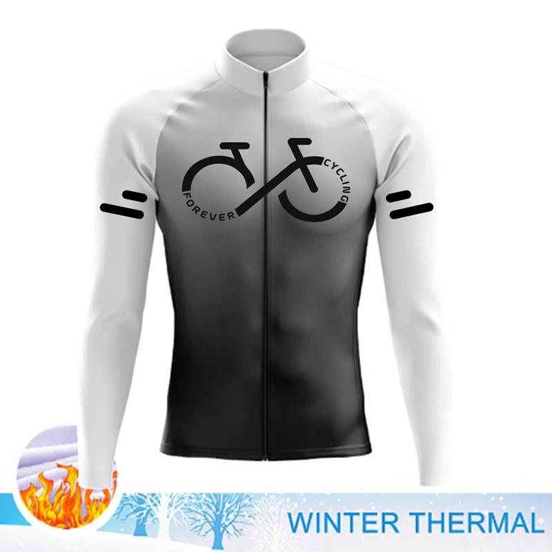 2025 Winter Gradient Color Cycling Jersey Men Winter Thermal Fleece Cycling Clothing MTB Sportswear Cycling Jacket Ropa Ciclismo