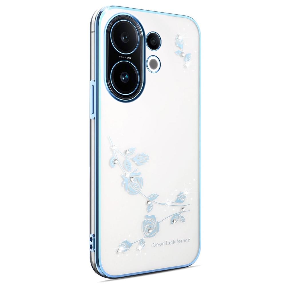 

KADEM For vivo S30 5G Case Flower Rhinestone Decor TPU Phone Cover Blue
