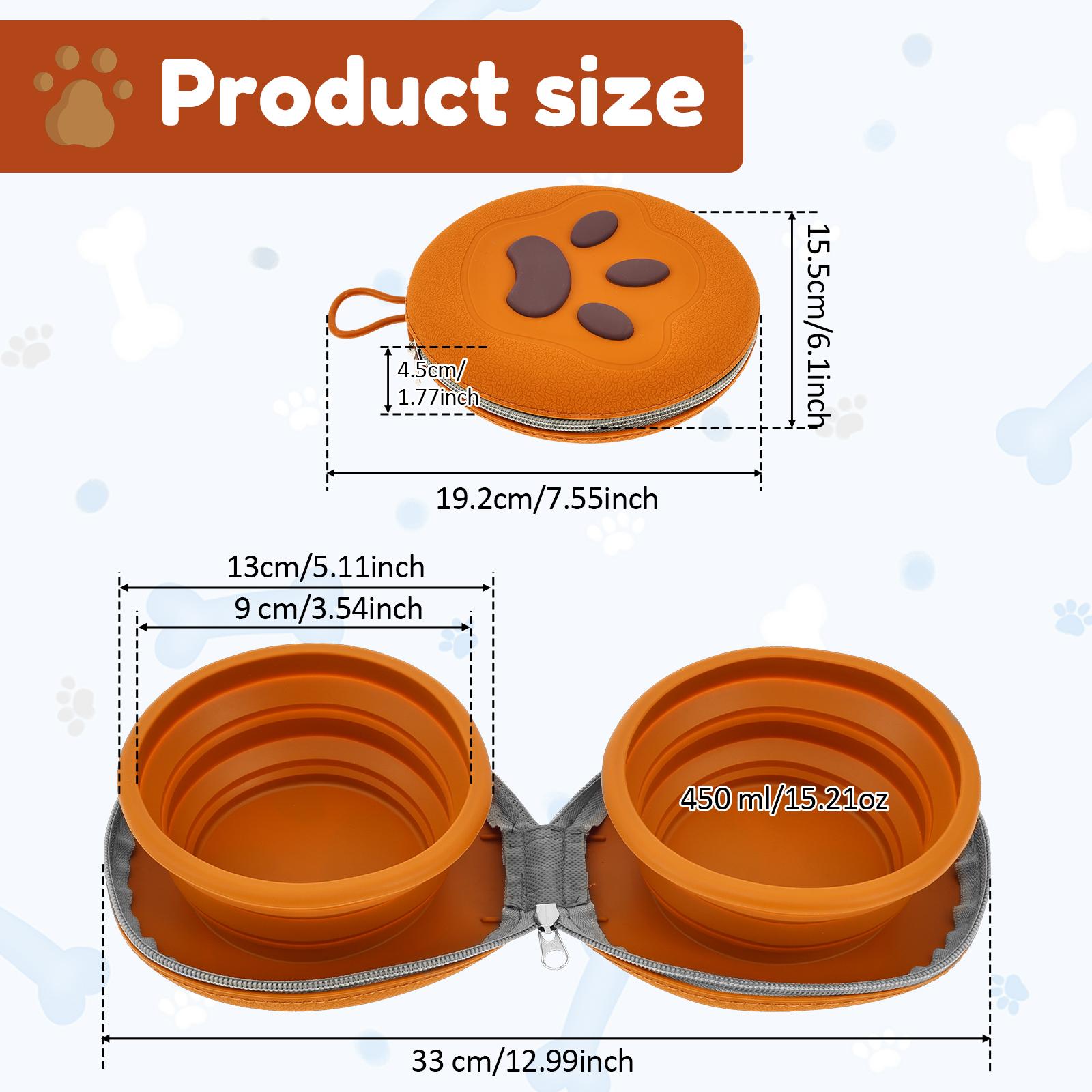 2-in-1 Foldable Dual Bowl Silicone Pet Bowls Portable Outdoor Travel Dog Cat Drinking Bowl Pet Supplies for Travel Camping