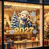 Decorative Stickers for Classroom Russian New Year Sheep Window Cling 2027, Removable PVC Static Sticker with Durable Home Accents Tree and Snowflake