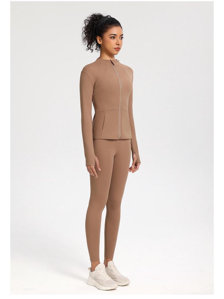 Giacca da Corsa da Donna Slim Fit ad Asciugatura Rapida - Manica Lunga, Top Casual con Zip per Palestra e Yoga, Primavera/Autunno.