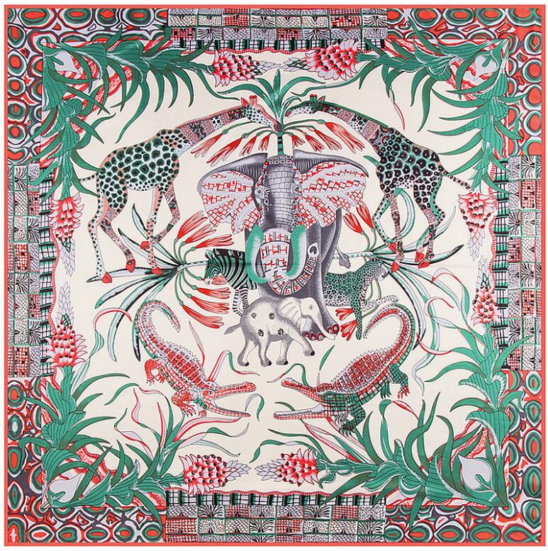 Silk Scarf Women Large Shawls Stoles Cashew Print Square Scarves Echarpes Foulards Femme Wrap Bandanas 130*130CM