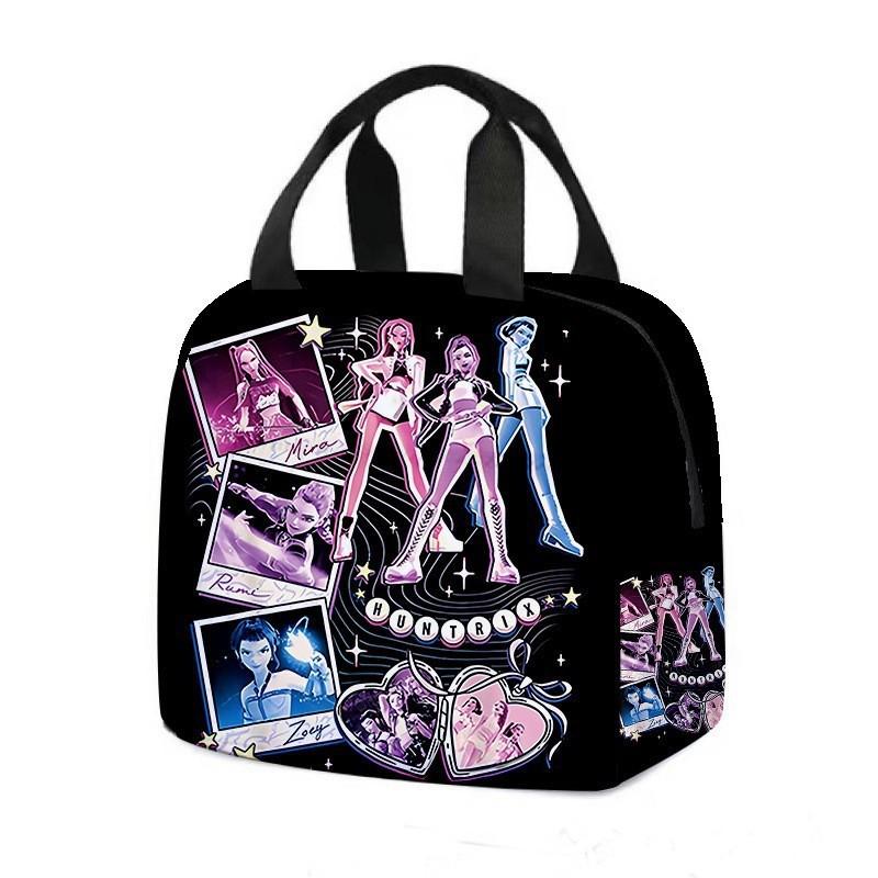 Borsa Termica per Pranzo Stile Cartone Animato Ispirata al K-Pop con Manico Pieghevole Raffreddatore Termico Bambini Adolescenti Rivestimento in Foglio di Alluminio