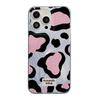 Sweet and cool black pink leopard print is suitable for iPhone17promax Apple 16IMD feather yarn mobile phone case 14/13 large hole 15.