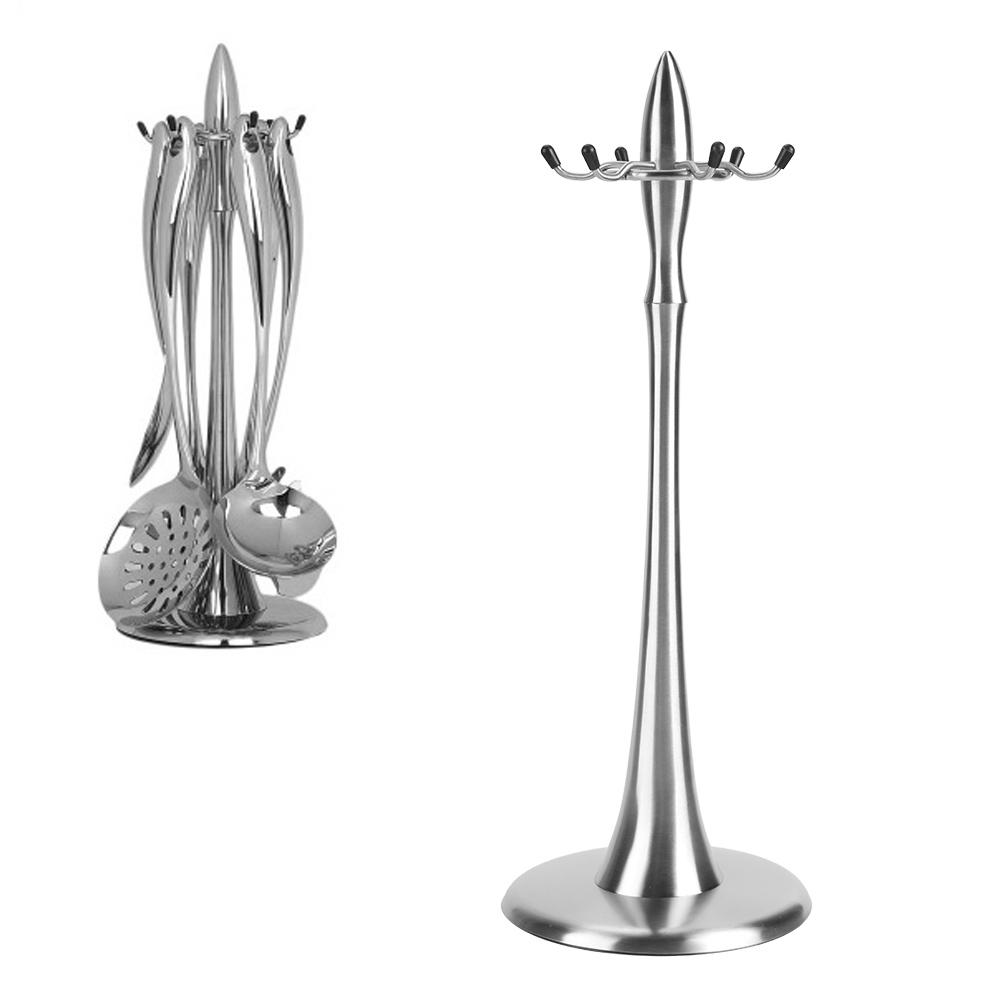 Stainless Steel Cooking Utensil Stand Kitchenware Spatula Scoop Spoon Rotating Storage Rack