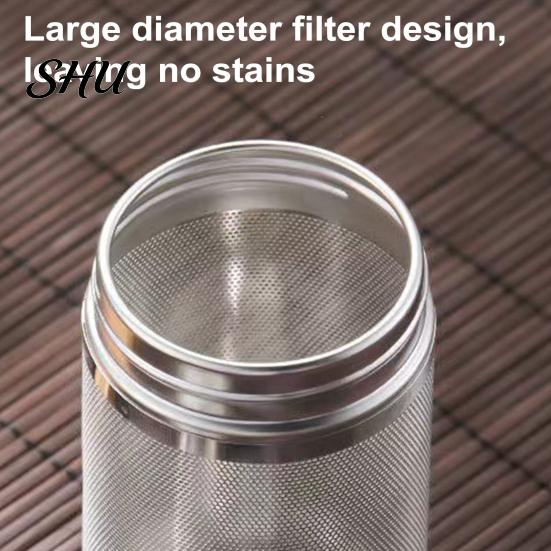 Mesh Tea Brewer with Lid Strainer Stainless Steel Infuser Fine Easy-open Sieve Ball Chain Hook for Loose Leaf Spices Reliable Filter