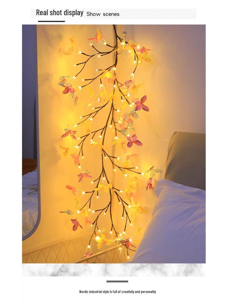 LED Branch Rattan String Lights: Decorative Lighting for Living Room, Bedroom, Holidays, Weddings