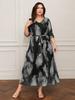 Chic Bohemian Plus Size Slimming Knit Mesh Dress - French Korean Resort Style