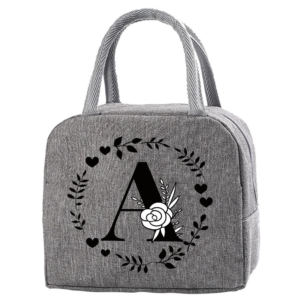 Travel Portable Food Thermal Insulated Children Picnic Waterproof Oxford Zipper Breakfast Thermal Bag Garland Letter Pattern Bag