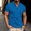 Camisa polo lisa de verano para hombre, manga corta, cuello en V, botones, camiseta casual de corte holgado