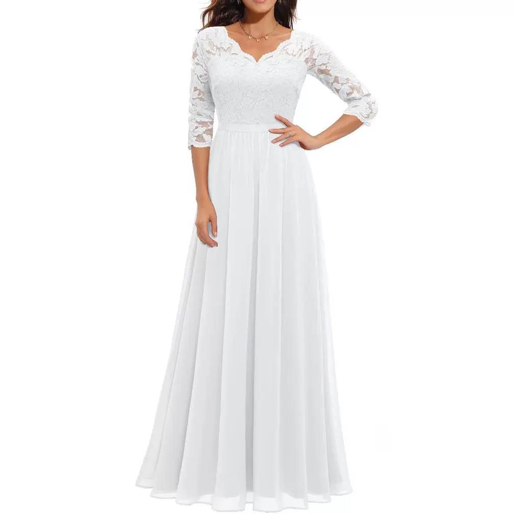 Elegant Lace Splicing Long Evening Dress for an Impressive Look