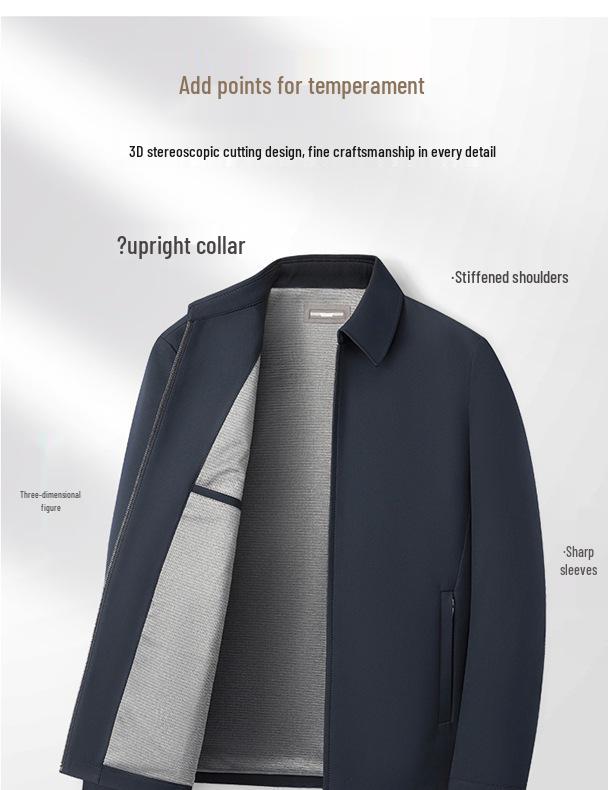 Men's Wrinkle-Resistant Lapel Jacket - Spring/Autumn Casual Business Style for Middle-Aged and Elderly