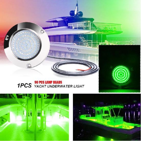 DC 12V 24V 45W Marine Boat LED Stern Light Round Stainless Steel LED Tail Lamp For Kayak Yacht Accessory Blue White Green Color зелёный