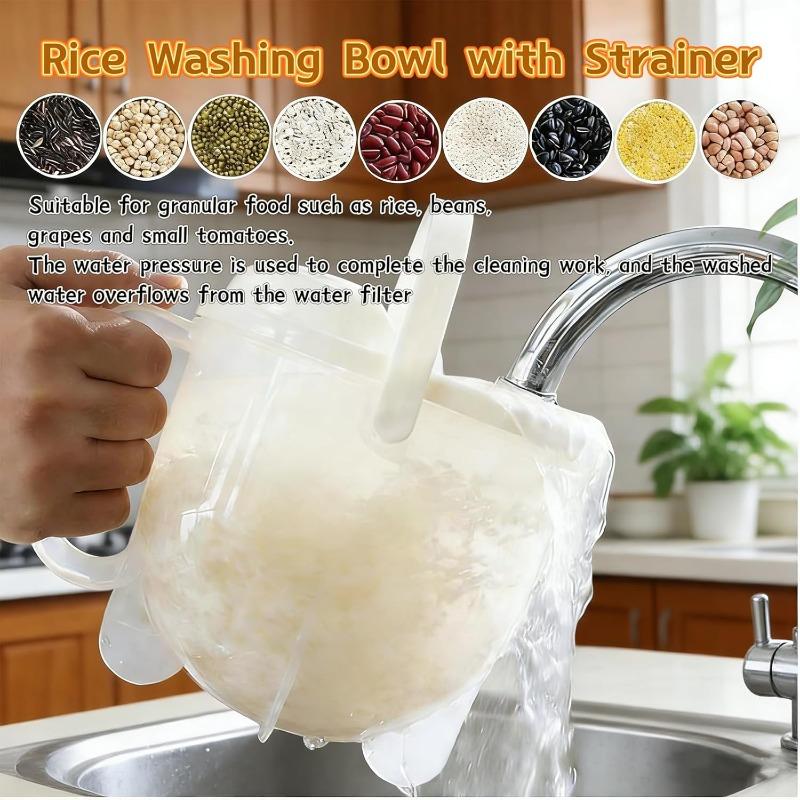 Hands-Free Rice Washing Strainer – Convenient Rice Cleaner and Drainer for Home Use Effortless Rice Rinsing Basket Kitchen Tool