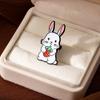 Cute Cartoon Animal Badge Exquisite Design Rabbit Holding Strawberry Exquisite Shape Mini Brooch Clothes Accessories
