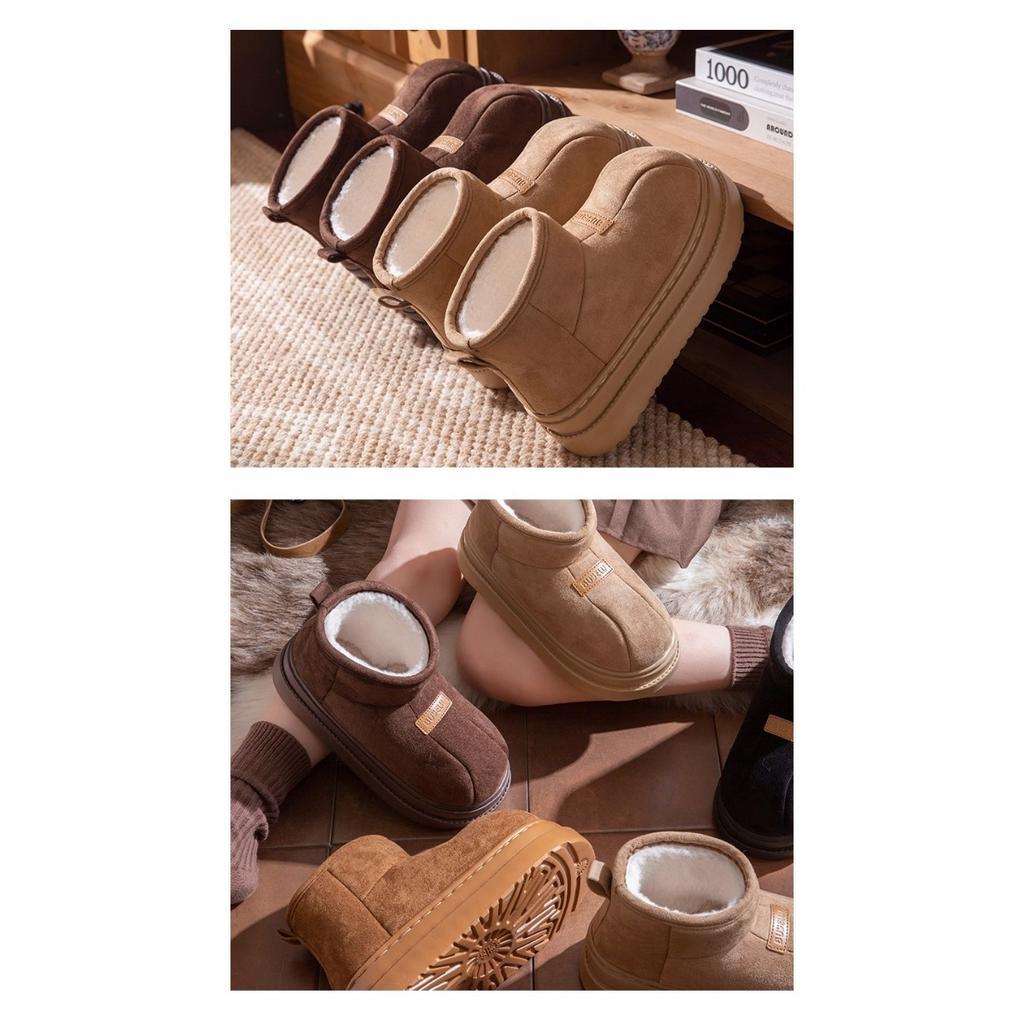 36-45 Thick Soled Warm Cotton Shoes for Women, Winter Outerwear, Anti Slip, Odor Proof, and Fleece Cotton Slippers for Women