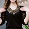 Women Summer Half Sleeve V-Neck Mesh Patchwork T-shirt Elegant Bottoming Shirt