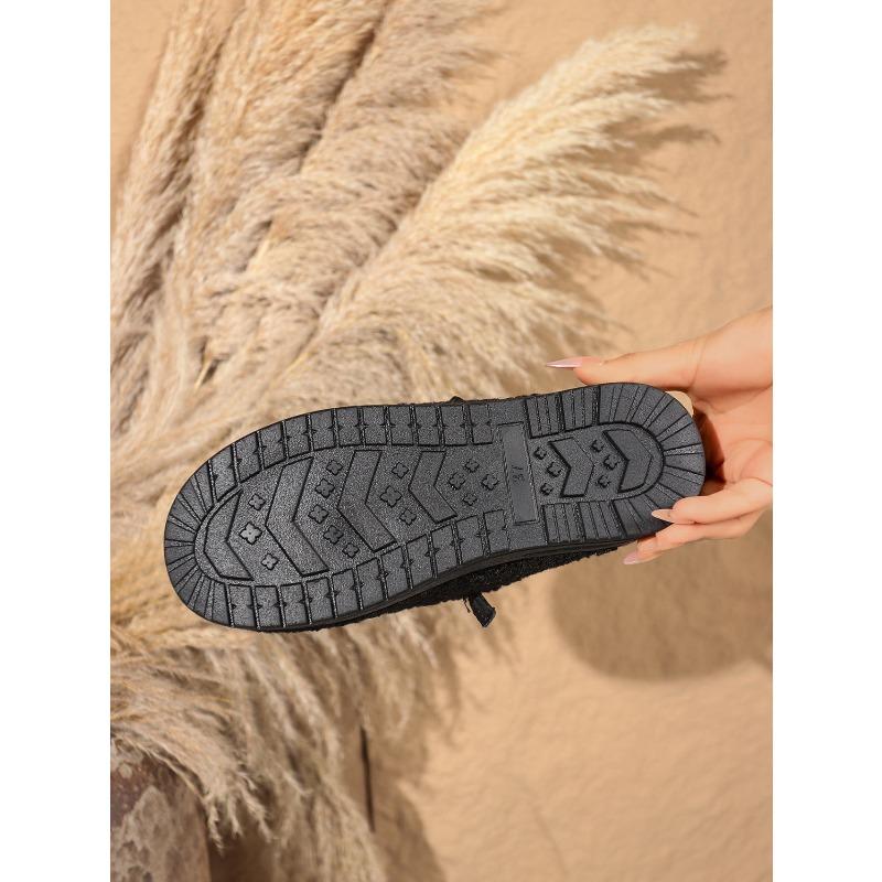 Warm Cotton Shoes 2025 Winter New Elastic Band Plus-size Flat Slip-over Women's Shoes