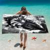 Asciugamano da Spiaggia Personalizzato Moto Bianco Nero Nome Personalizzato Biker Microfibra Asciugamani da Bagno Morbidi Asciugatura Rapida Lettino da Piscina Tutte le Stagioni