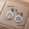 Lucktune Tree of Life Round Pendant Earrings for Women Stainless Steel Crystal Zircon Tree Earring Jewelry Valentine's Day Gifts