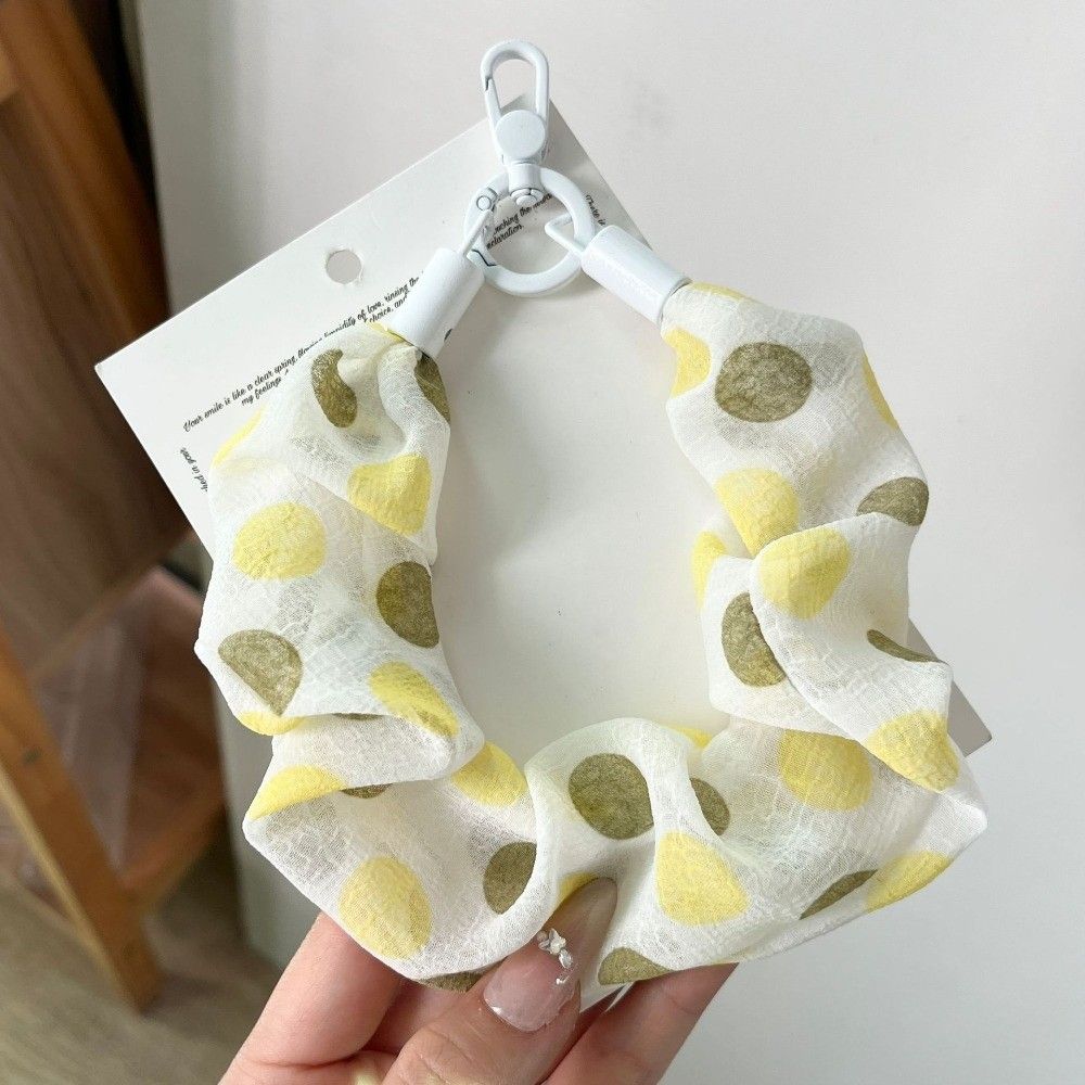 2-in-1 Scrunchie Phone Wrist Strap Polka Dot Keychain Bag Pendant Daily Carry