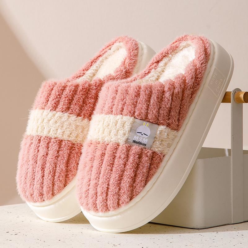 

thick-soled cotton slippers women s winter home plush warm home indoor couple winter men s slippers 36-37 yards