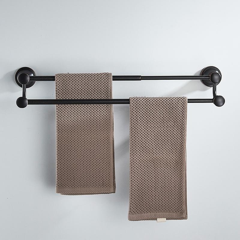 Bathroom Bath Toilet Paper Holder Robe Hook Bathroom Retractable Towel Hanging Rod Black Zinc Alloy EL852