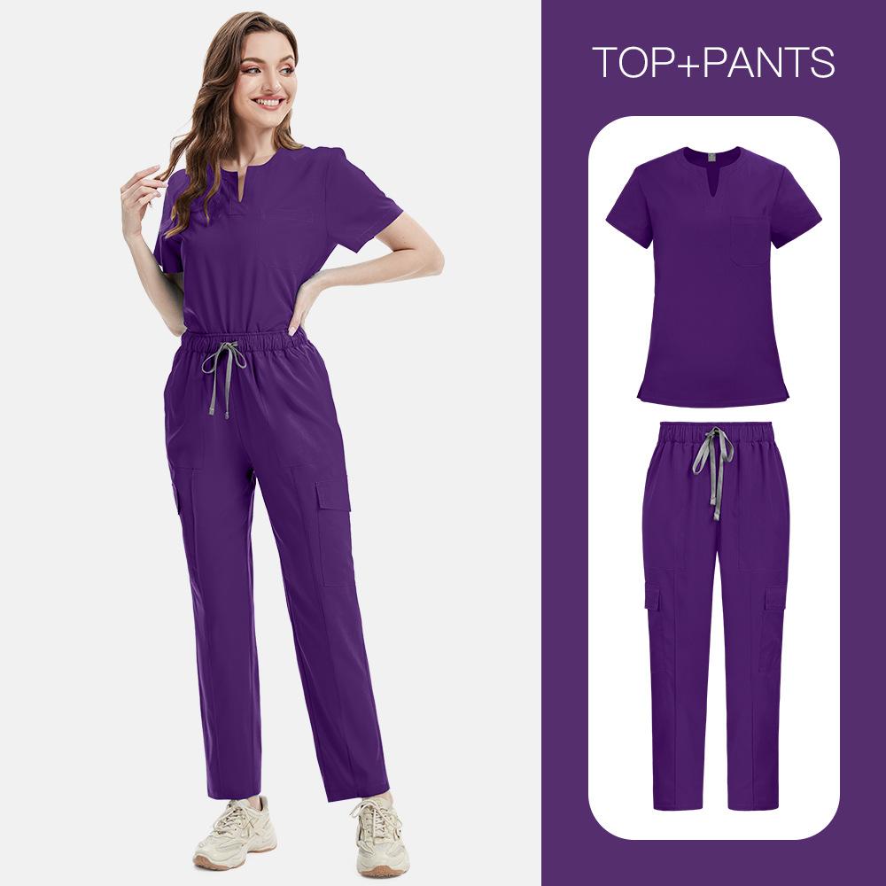 Export Doctor And Nurse Surgical Overalls, Hand Washing Clothes, Thin V-Neck Solid Color Quick-Drying Men'S And Women'S Nurse Uniforms