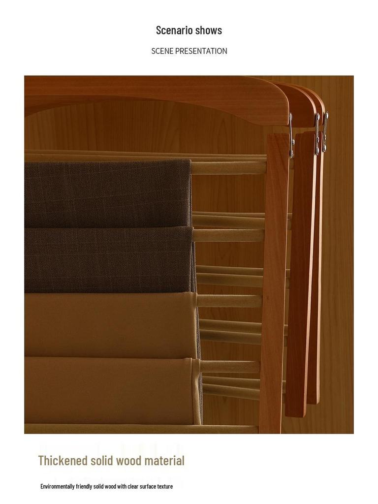 Kizhiqi Wooden Multi-Layer Non-Slip Trouser Hanger for Wardrobes