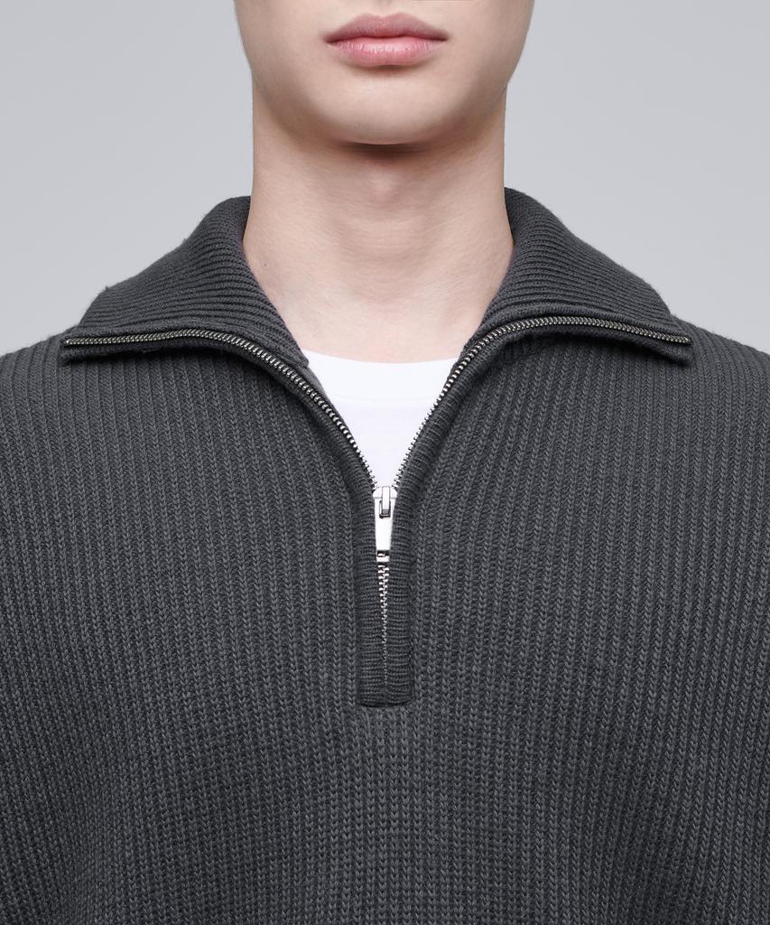 MUSINSA STANDARD Relaxed Ribbed Half Zip Knit [Gray]