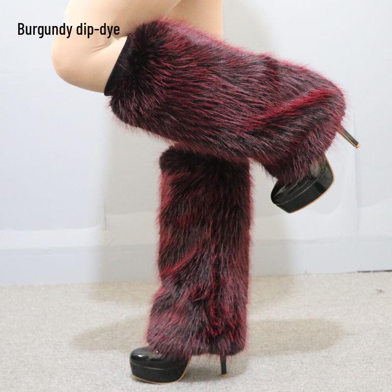 Leopard Print Faux Fur Plush Leg Warmers: Long & Short Styles for Autumn/Winter, Ideal for Stage Performances and Boot Covers.