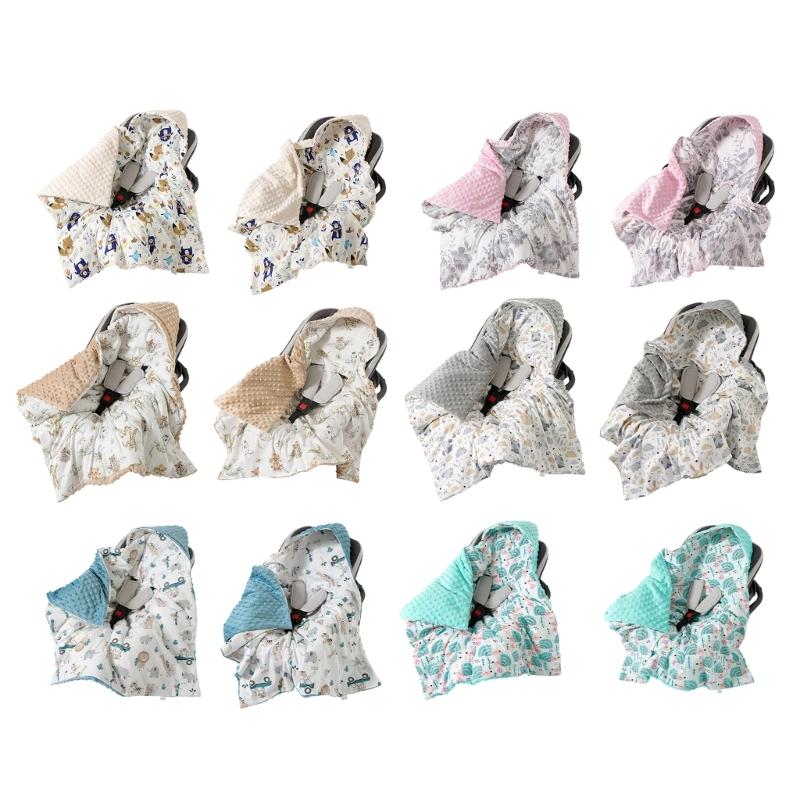 Multifunctional Hooded Infant Dot Swaddles Blanket Lightweight Cotton For Car Seat Strollers Tummy Time Play Mat