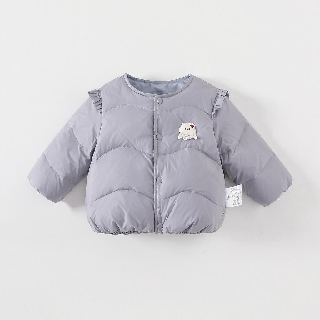 Infant Girls' Lightweight Cartoon Down Jacket - Warm Long Sleeve Outerwear for Autumn/Winter