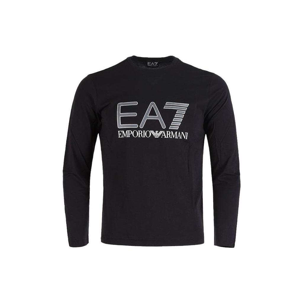 Emporio Armani FW22 EA7 Series Logo Print Crew Neck Long Sleeve T-Shirt Men Tops Black 6ZPT24-PJM9Z-1200