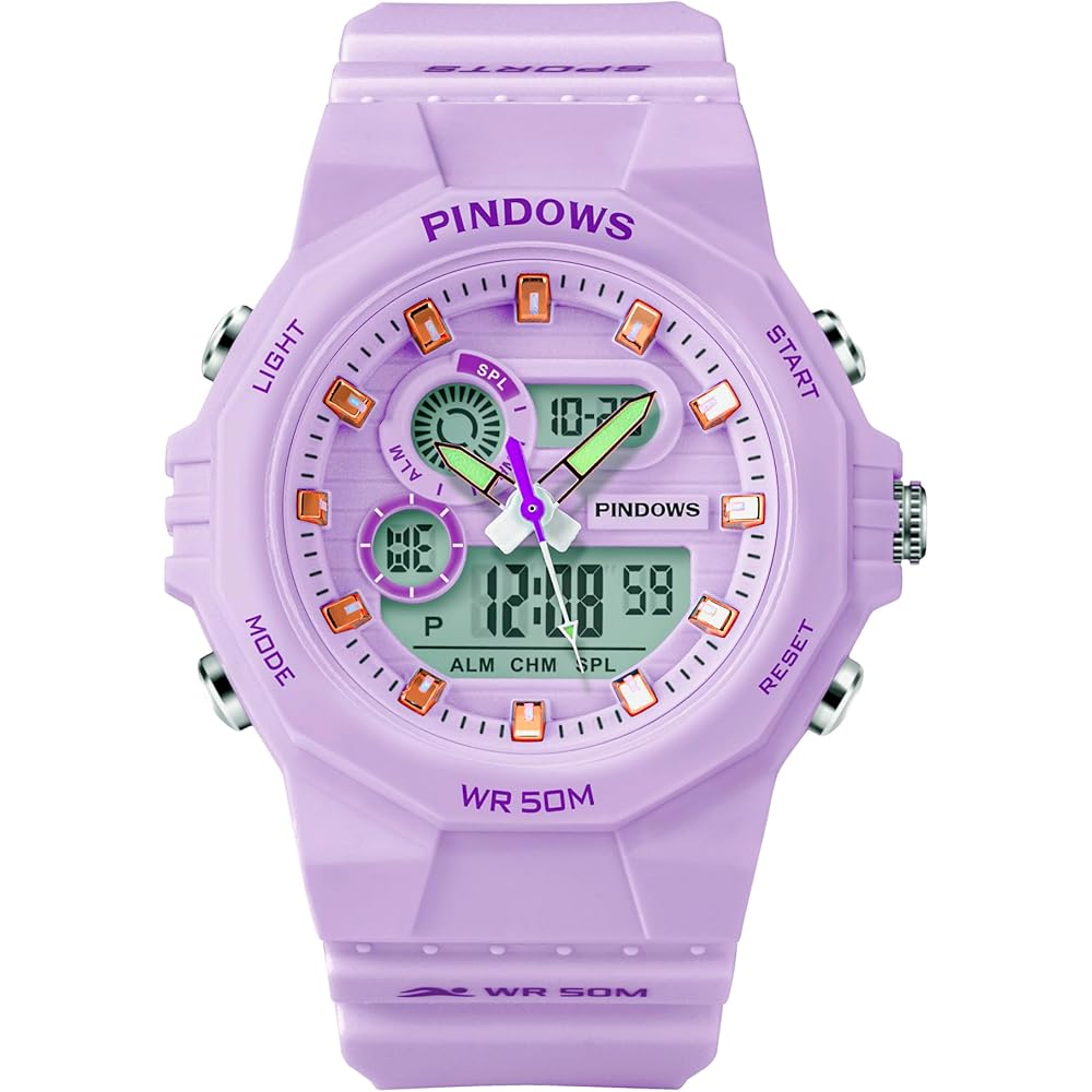 Kids Digital Watch Multi-Function Waterproof LED Alarm Date Display Analog Digital Timepiece Purple