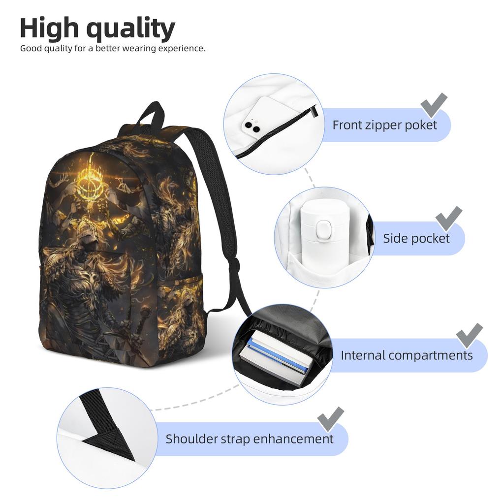 Fashion Elden Ring Backpack Mochilas Solid High School Large Capacity Rucksack
